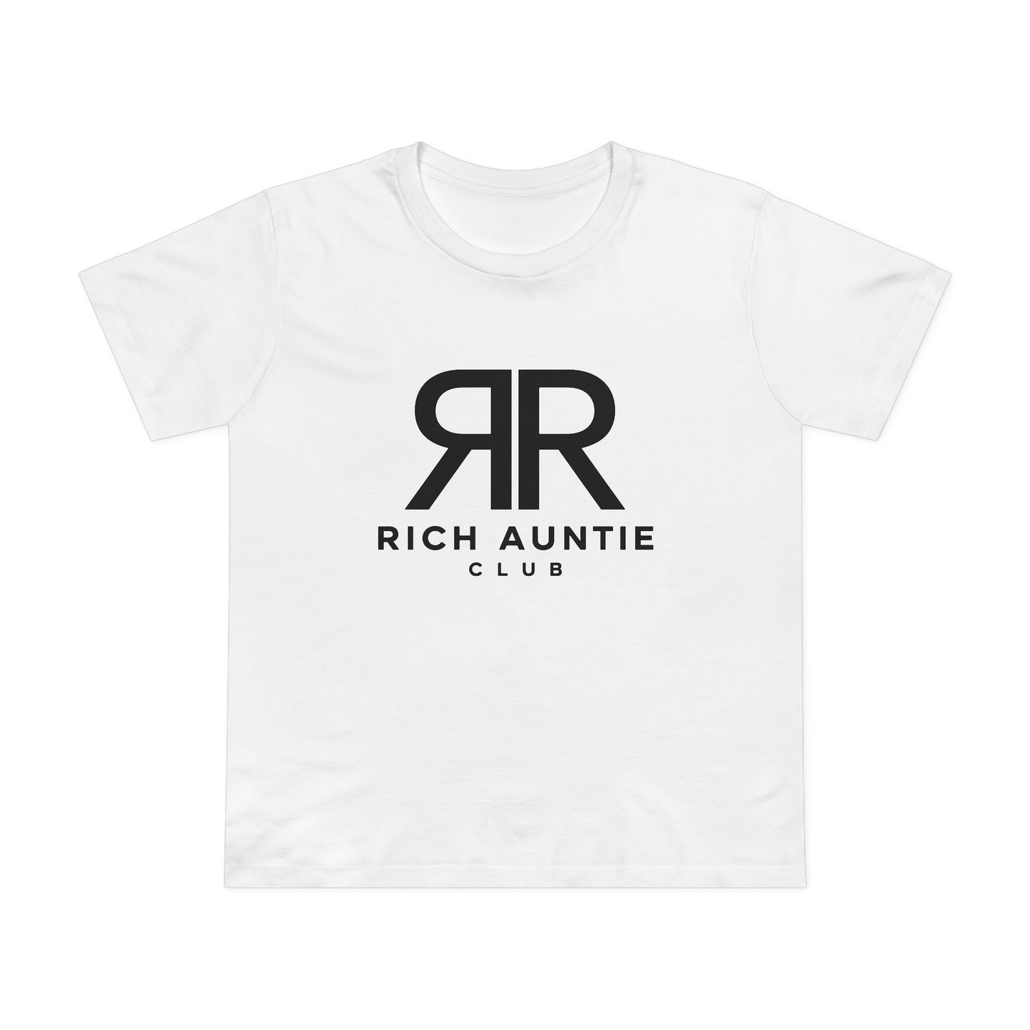 Monogram Rich Auntie Club premium graphic tee front view