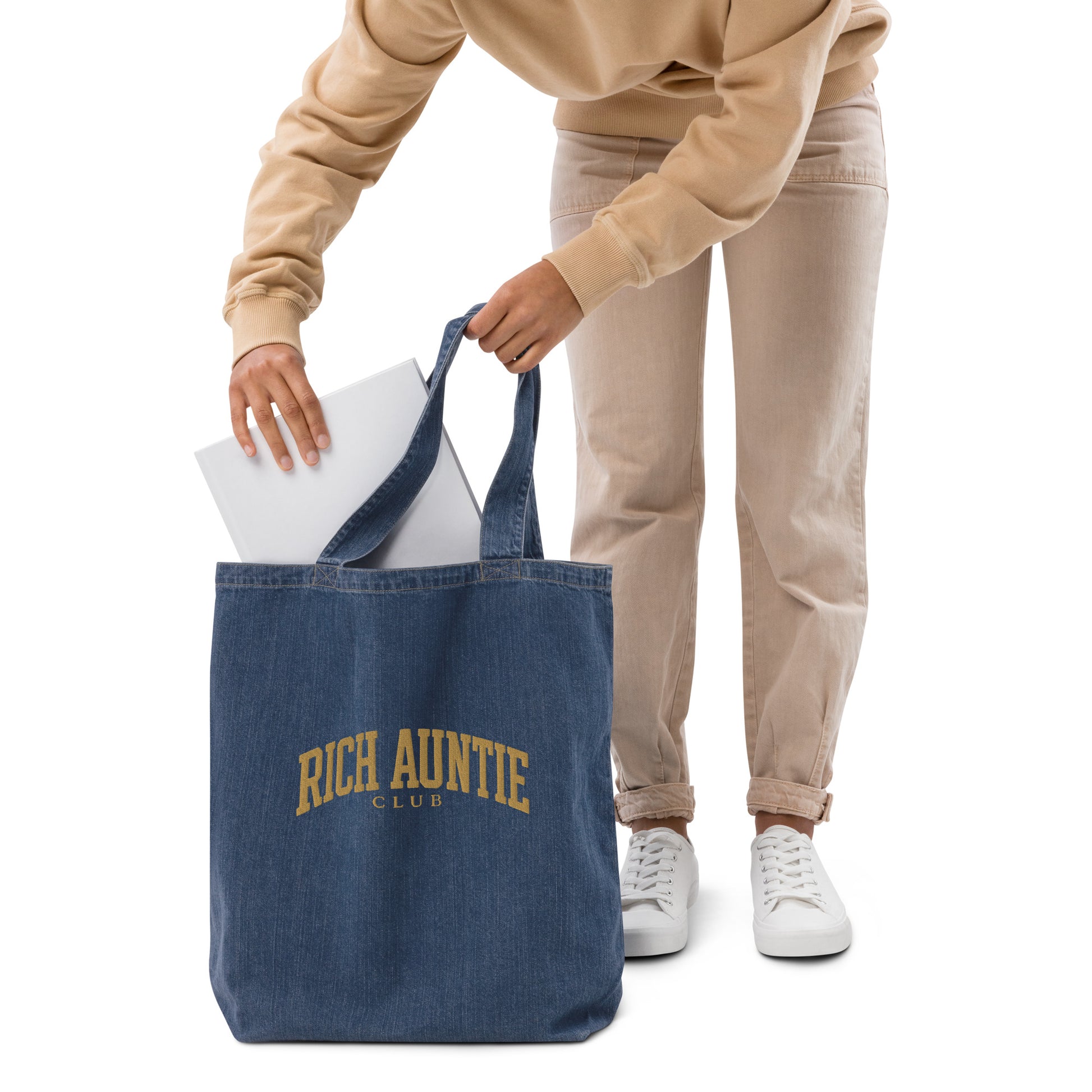 Rich Auntie Club denim tote product view 2