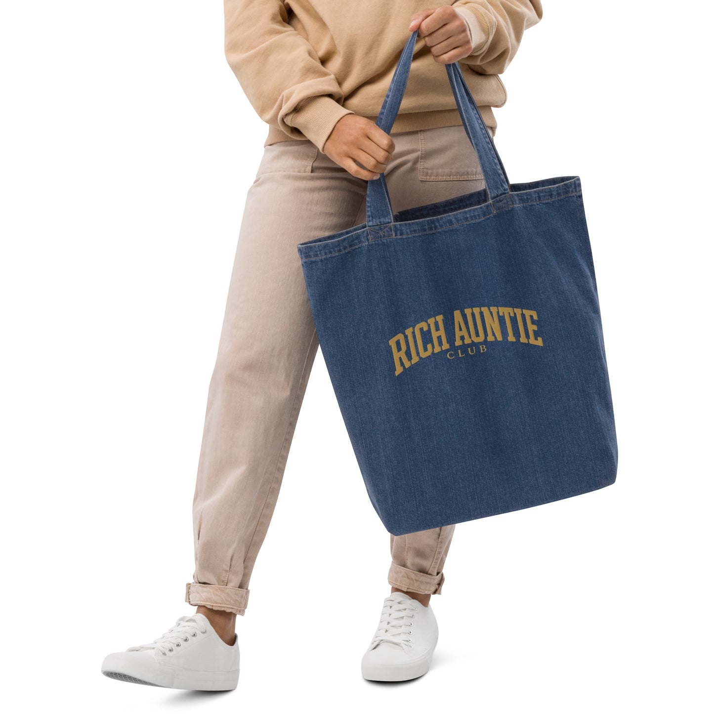 Rich Auntie Club denim tote product view 1