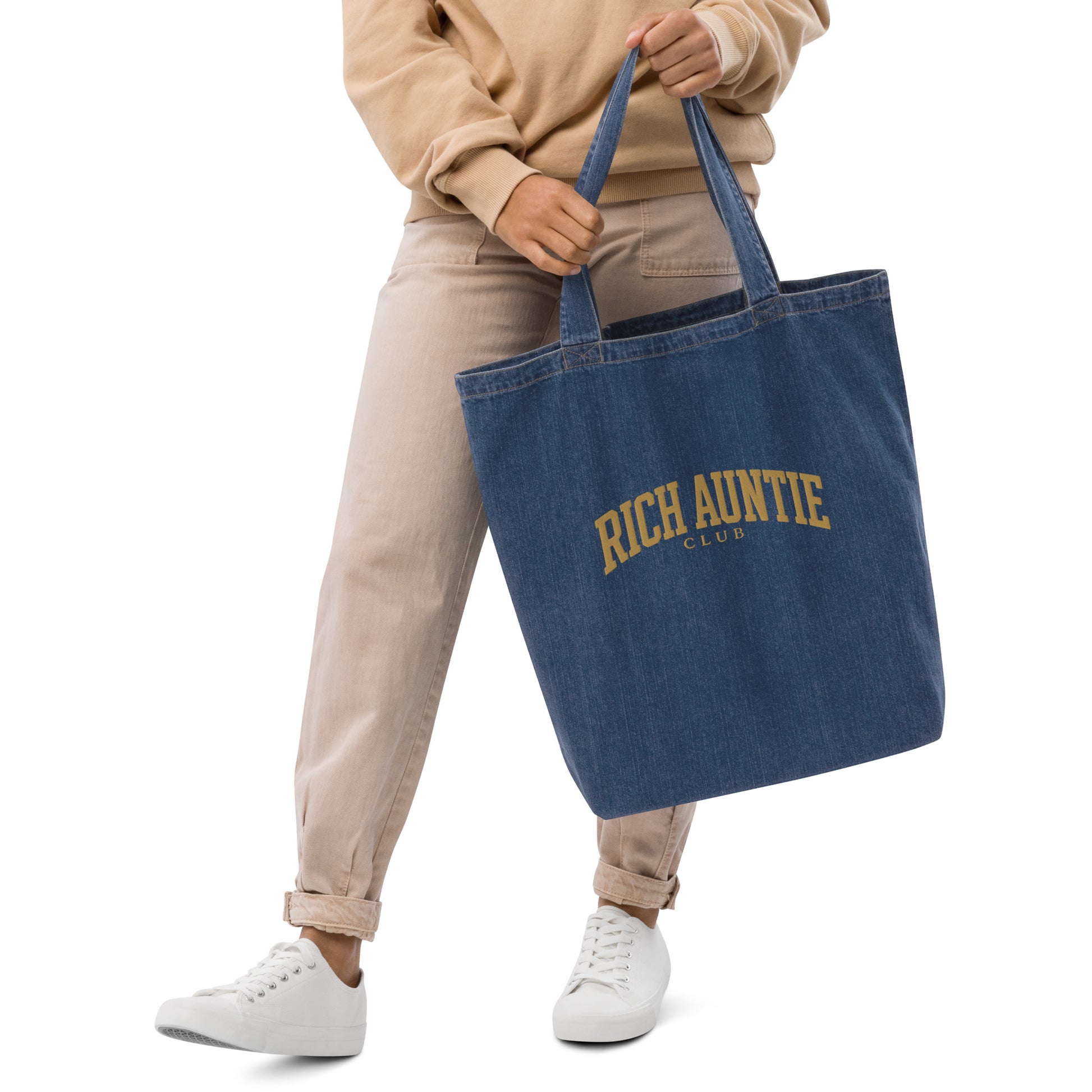 Rich Auntie Club denim tote product view 1