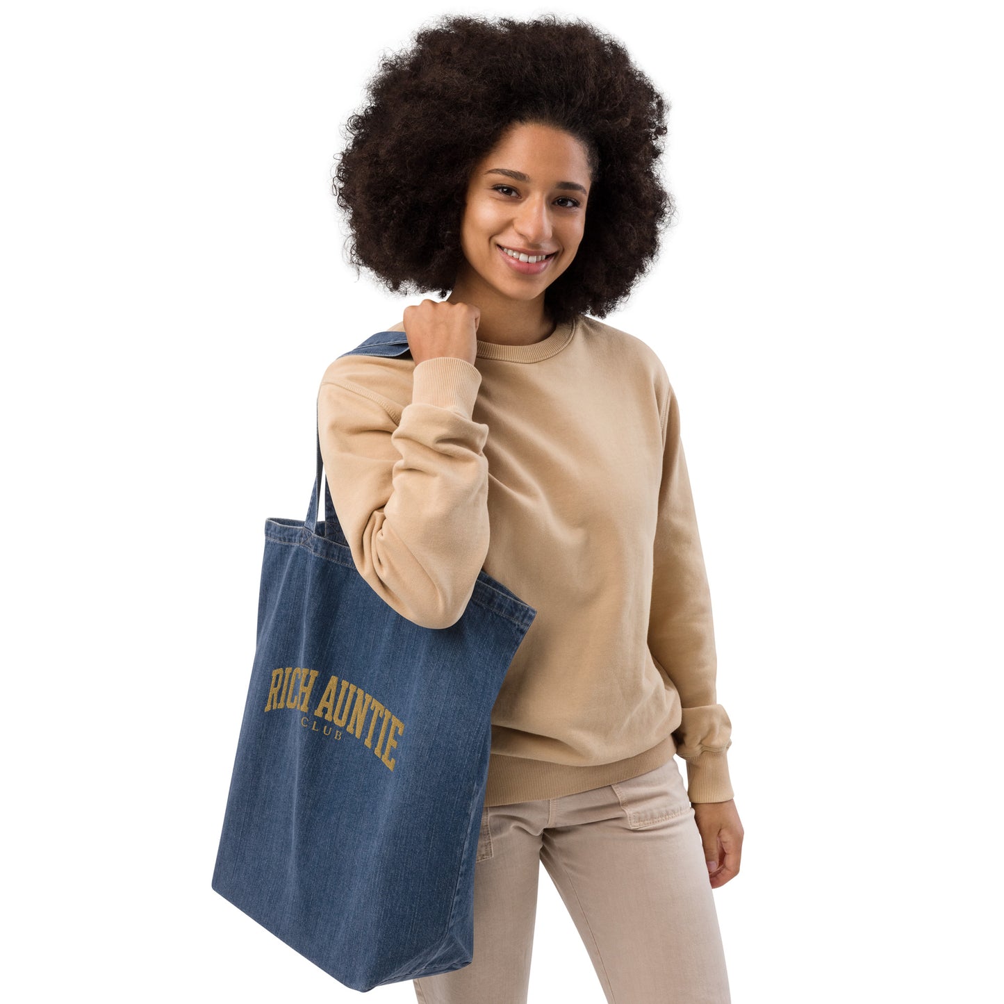 Rich Auntie Club denim tote product view 3