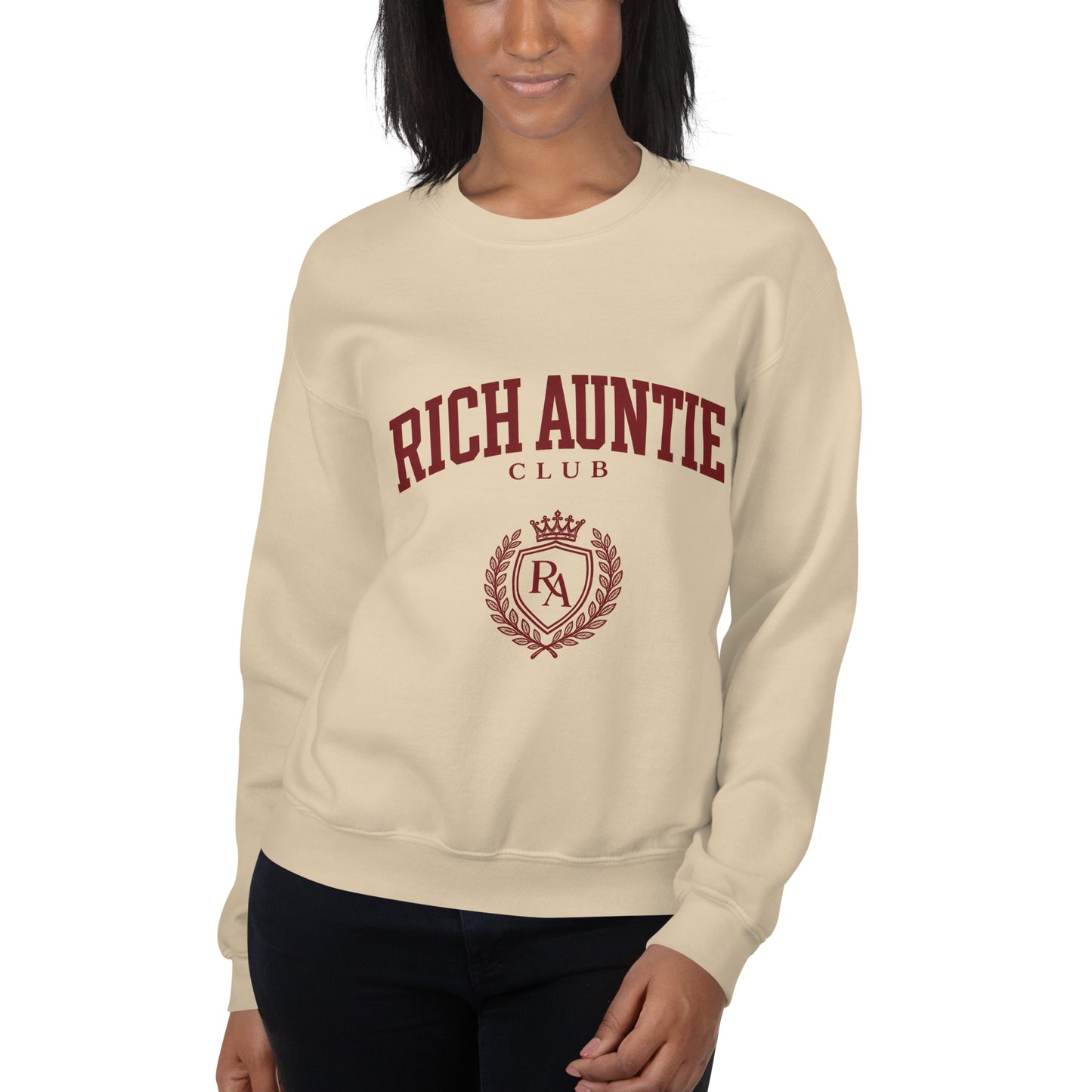 Rich Auntie Club collegiate crewneck product view 24