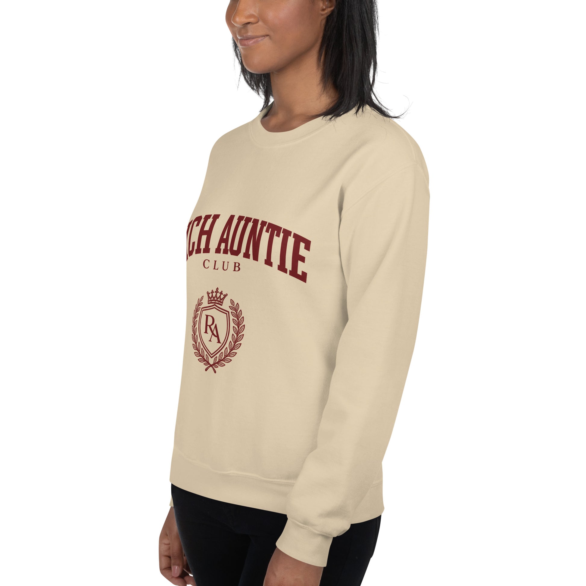 Rich Auntie Club collegiate crewneck product view 26