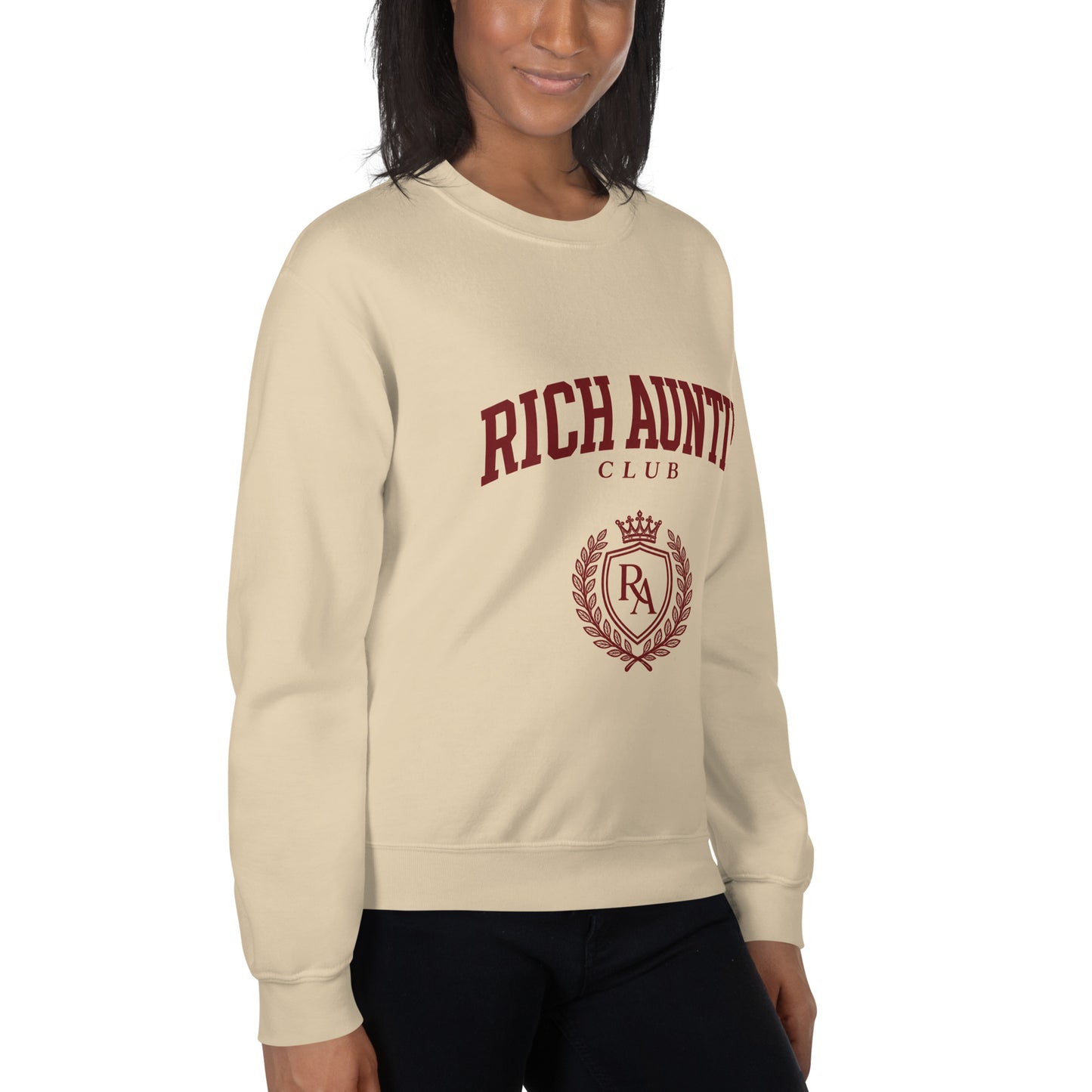 Rich Auntie Club collegiate crewneck product view 27