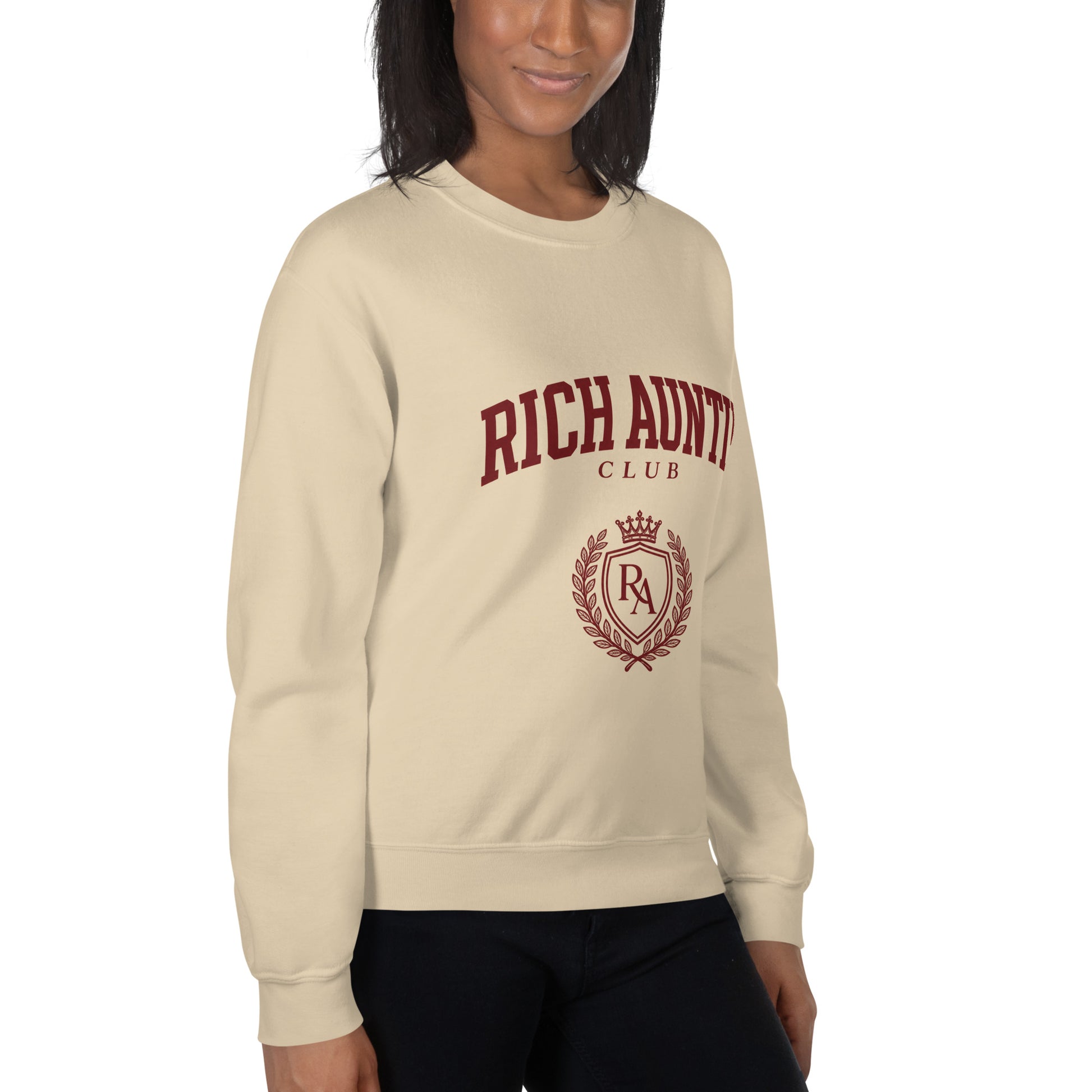 Rich Auntie Club collegiate crewneck product view 27
