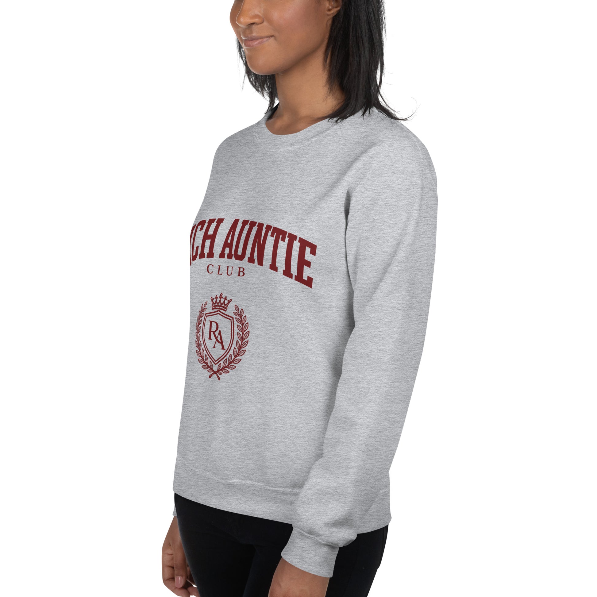 Rich Auntie Club collegiate crewneck product view 18