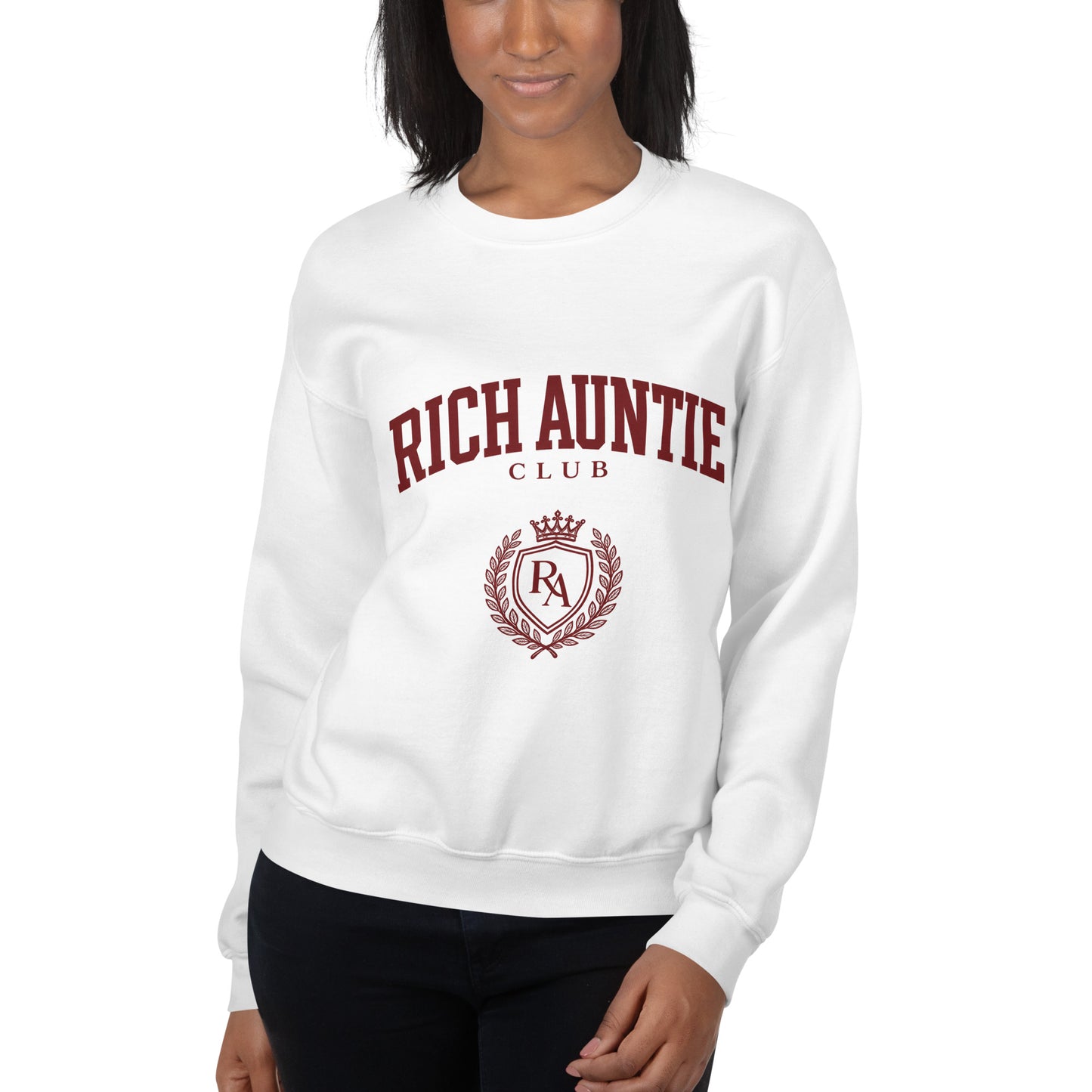 Rich Auntie Club collegiate crewneck product view 13