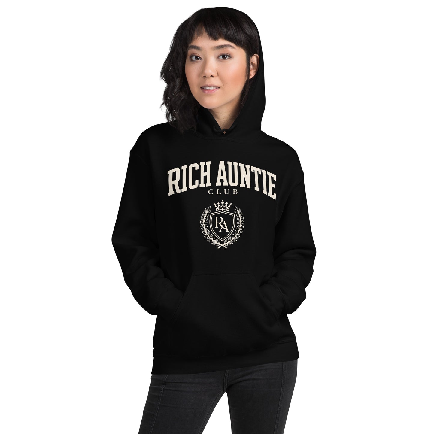 Rich Auntie Club collegiate hoodie product view 6