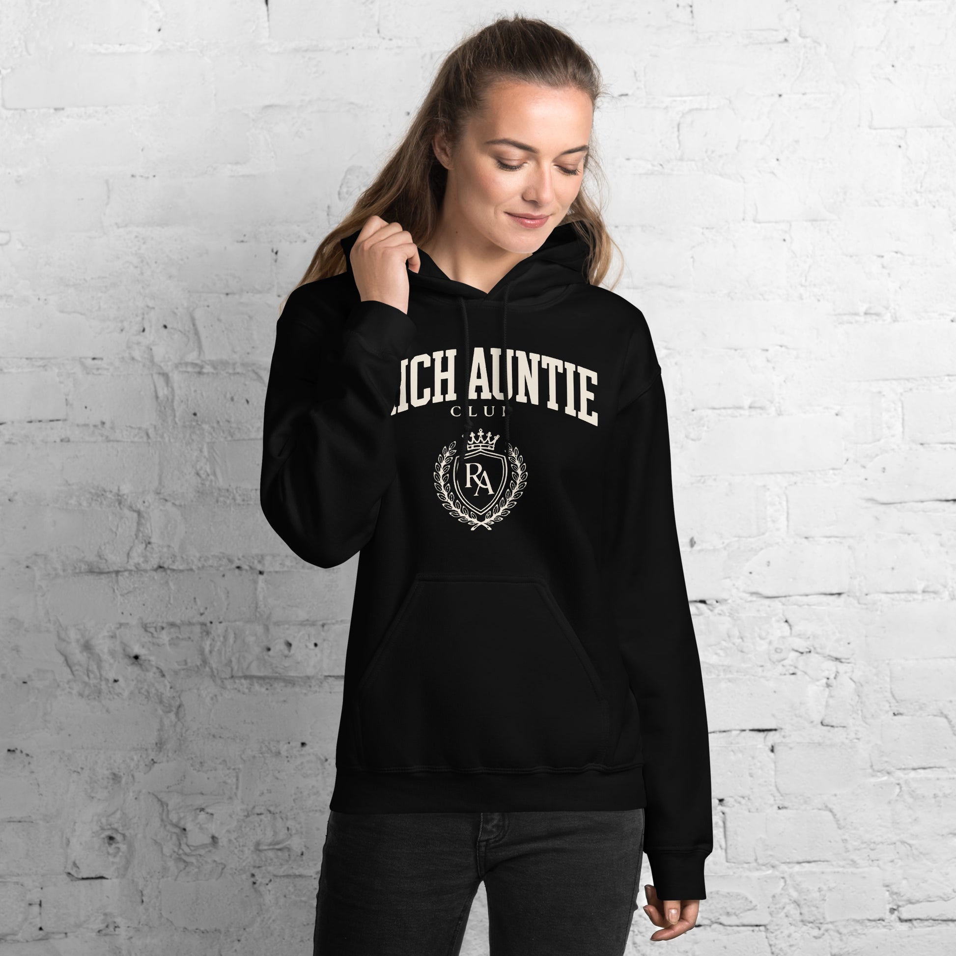 Rich Auntie Club collegiate hoodie product view 9