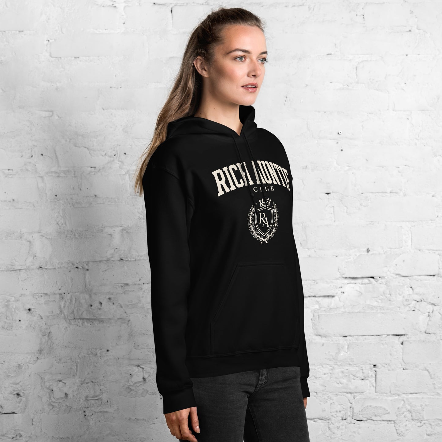 Rich Auntie Club collegiate hoodie product view 7