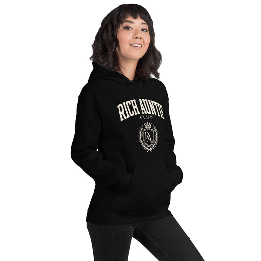 Rich Auntie Club collegiate hoodie product view 1