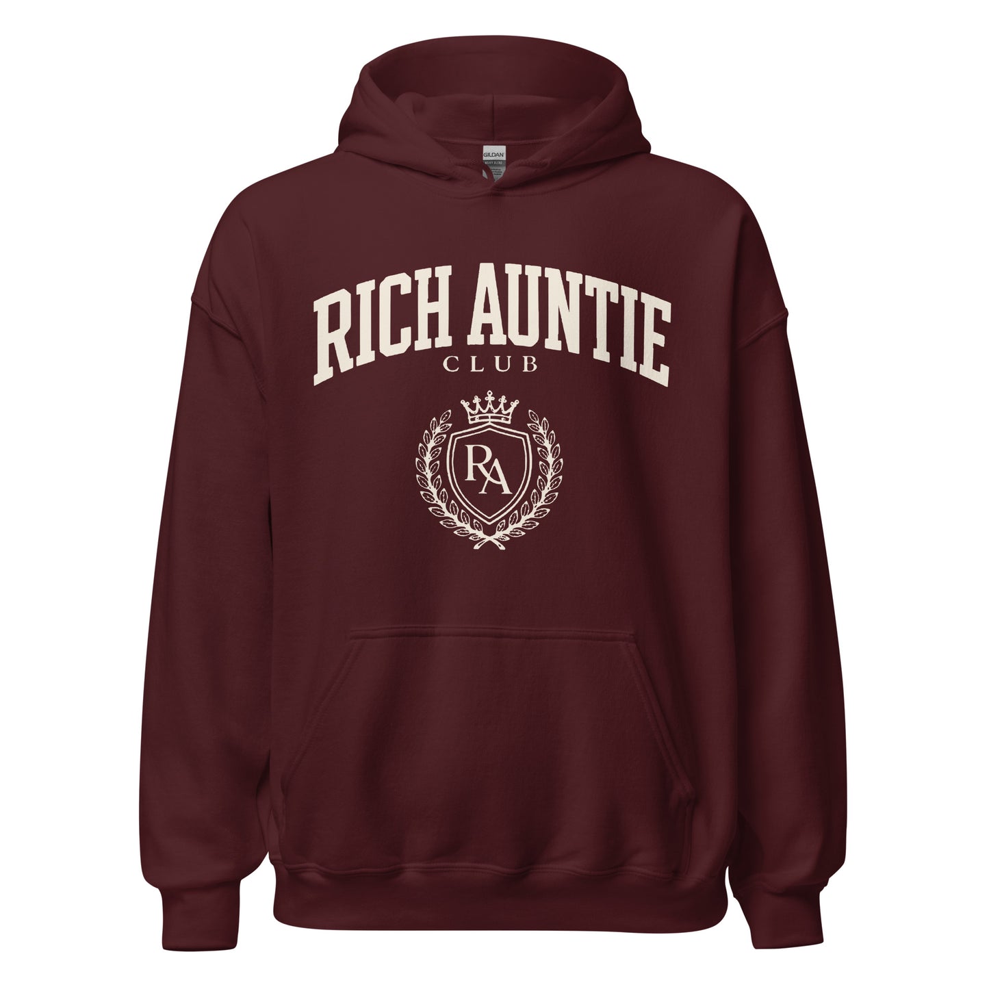 Rich Auntie Club collegiate hoodie product view 2